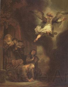 REMBRANDT Harmenszoon van Rijn The Archangel Leaving the Family of Tobias (mk05) Norge oil painting art